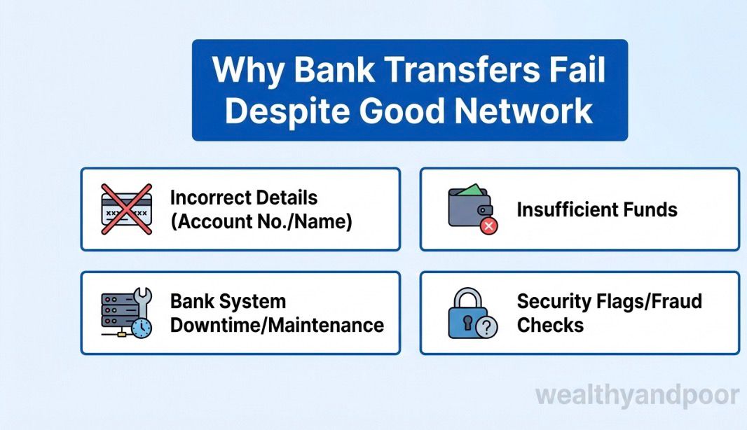 Why Bank Transfers Fail Despite Good Network - Wealthyandpoor