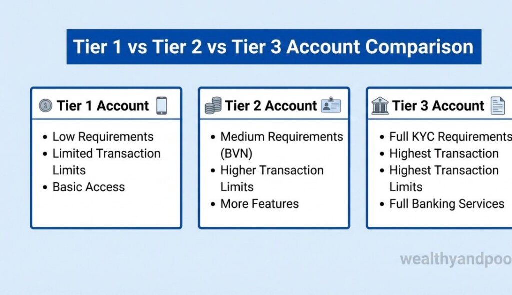 Tier 1 vs Tier 2 vs Tier 3 Account  Comparison Photo