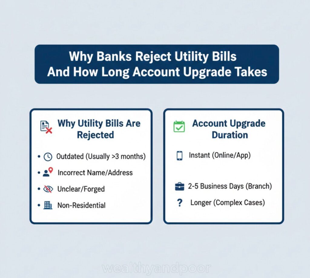 Why Banks Reject Utility Bills And How Long Account Upgrade Takes Photo