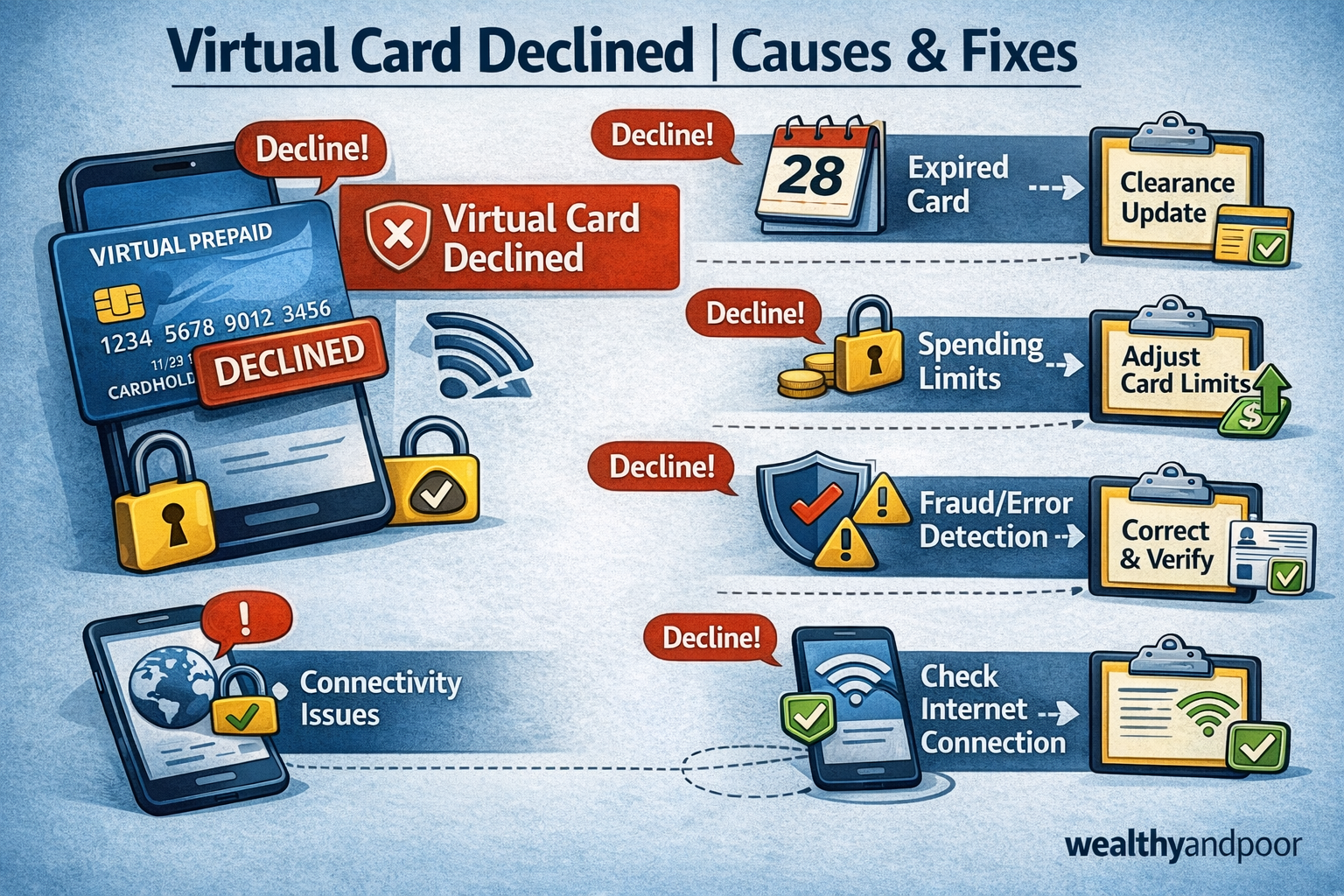 Virtual Card Declined|Causes & Fixes - Wealthyandpoor