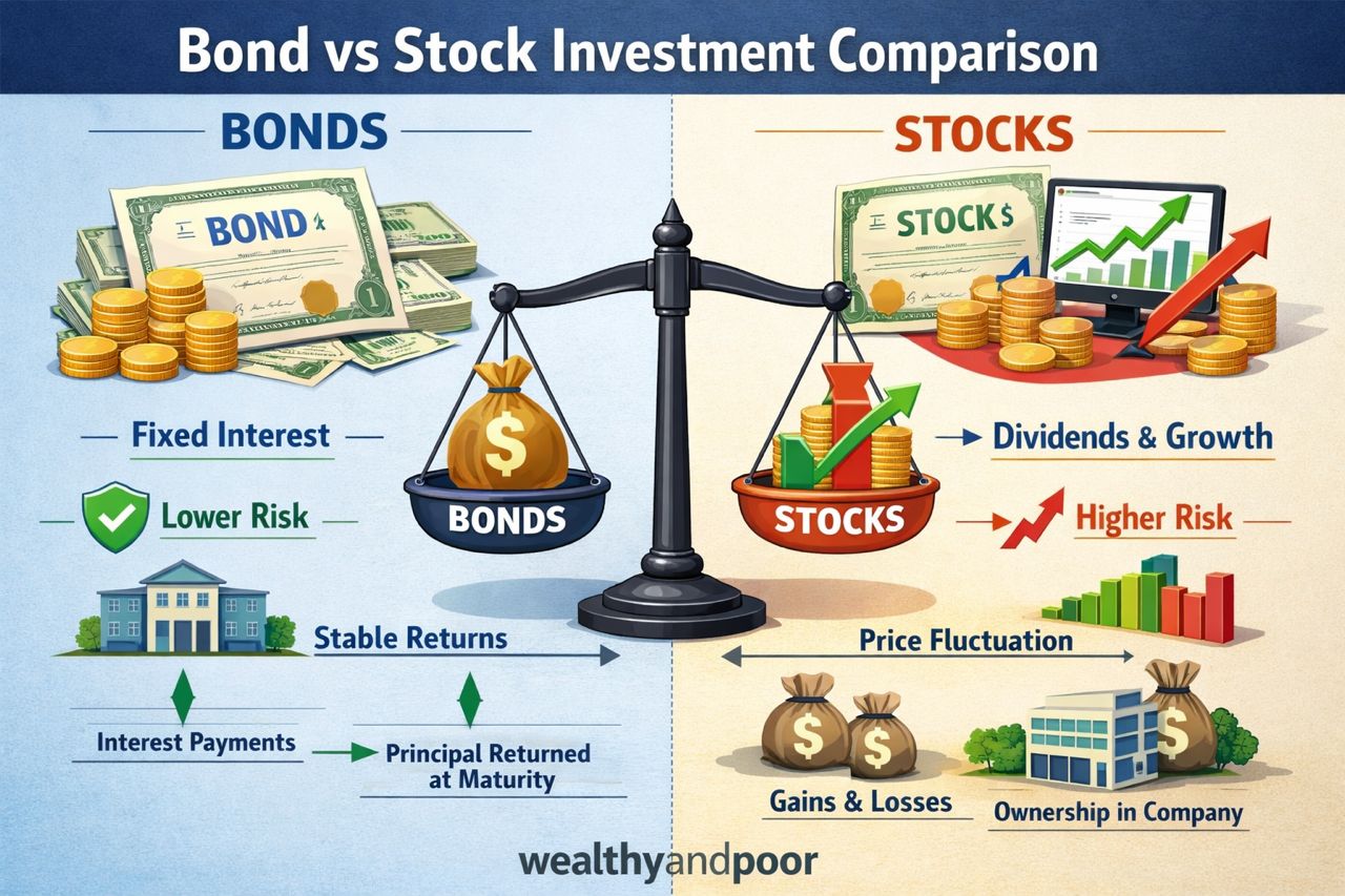 Bond vs Stock Investment Comparison - Wealthyandpoor