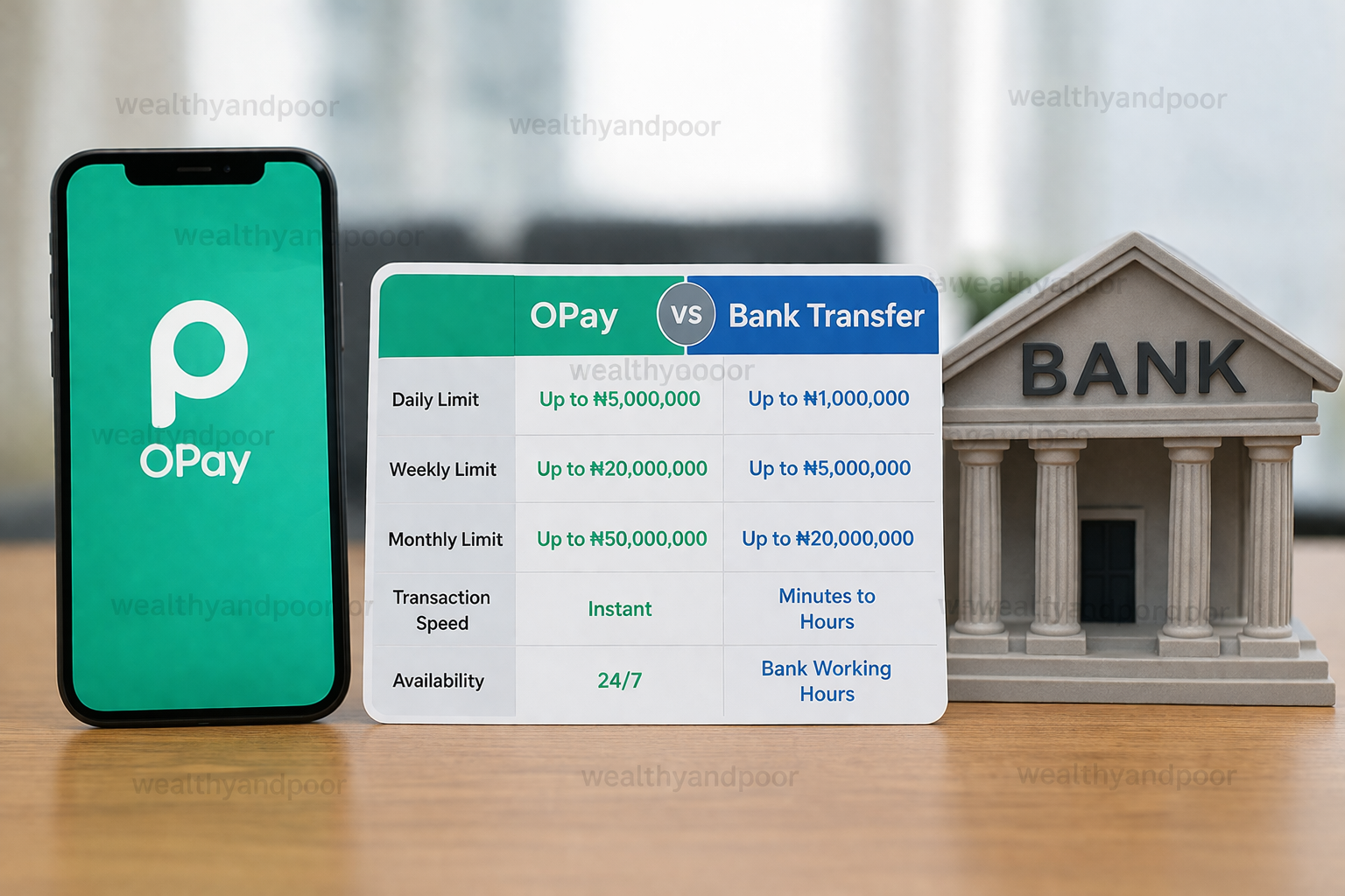 OPay vs bank transfer limits - Wealthyandpoor